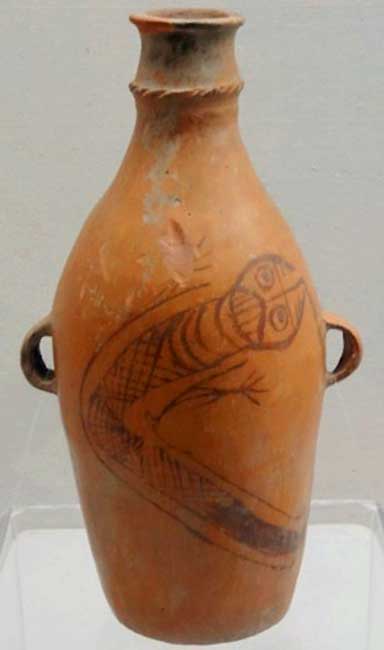 The Chinese Giant Salamander is culturally significant, having appeared in ancient Chinese artworks, such as this painted vase of the Yangshao culture, dating back 5,000 to 6,000 years. Image by Baomi licensed under Creative Commons Attribution-ShareAlike 3.0 Unported license